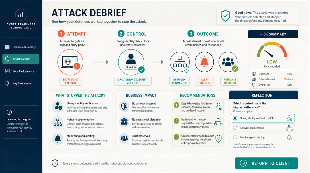 Attack Prevention Client Debrief Screen