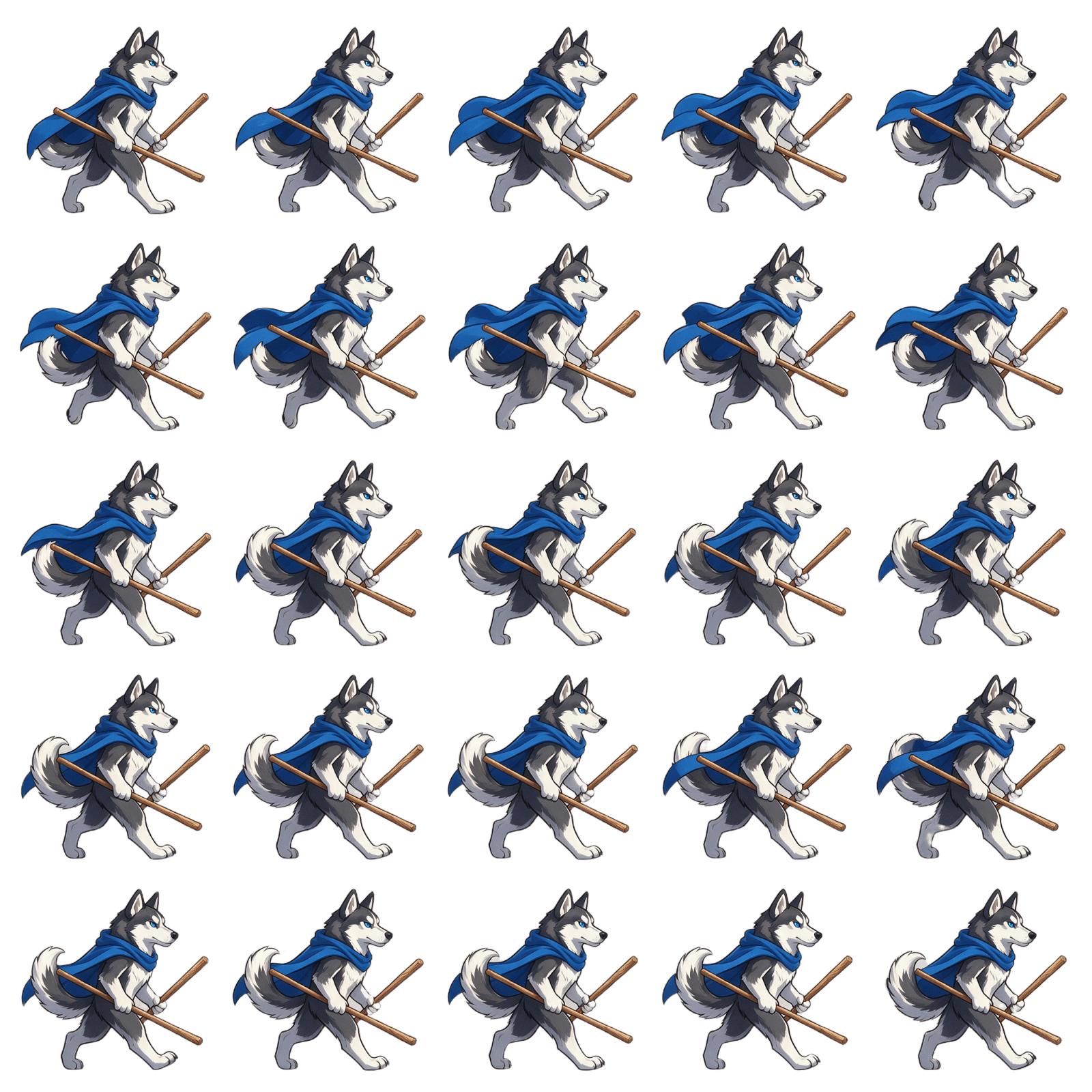 Husky Walk Right 5x5 Sprite Sheet