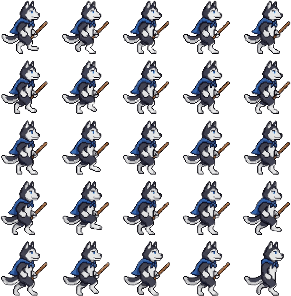 Husky Walk Right 5x5 Sprite Sheet