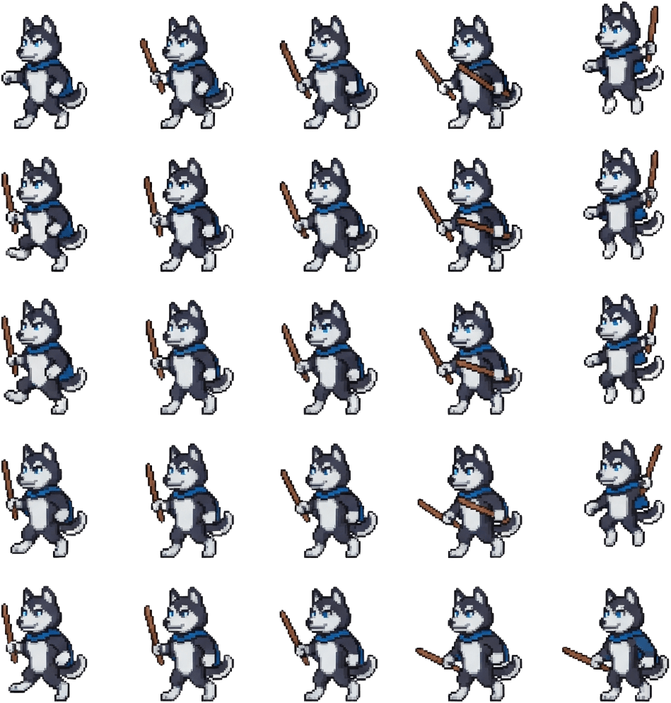 Husky Walk Left 5x5 Sprite Sheet