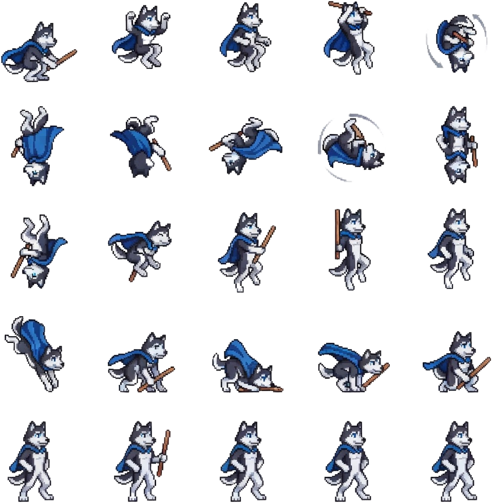 Husky Double Jump 5x5 Sprite Sheet