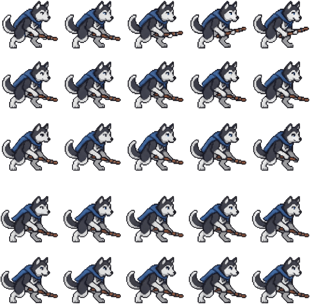 Husky Crouch 5x5 Sprite Sheet