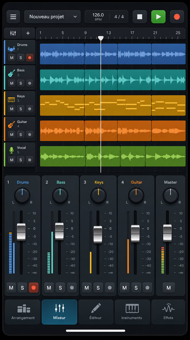 Studio DAW Mobile — Version Portrait
