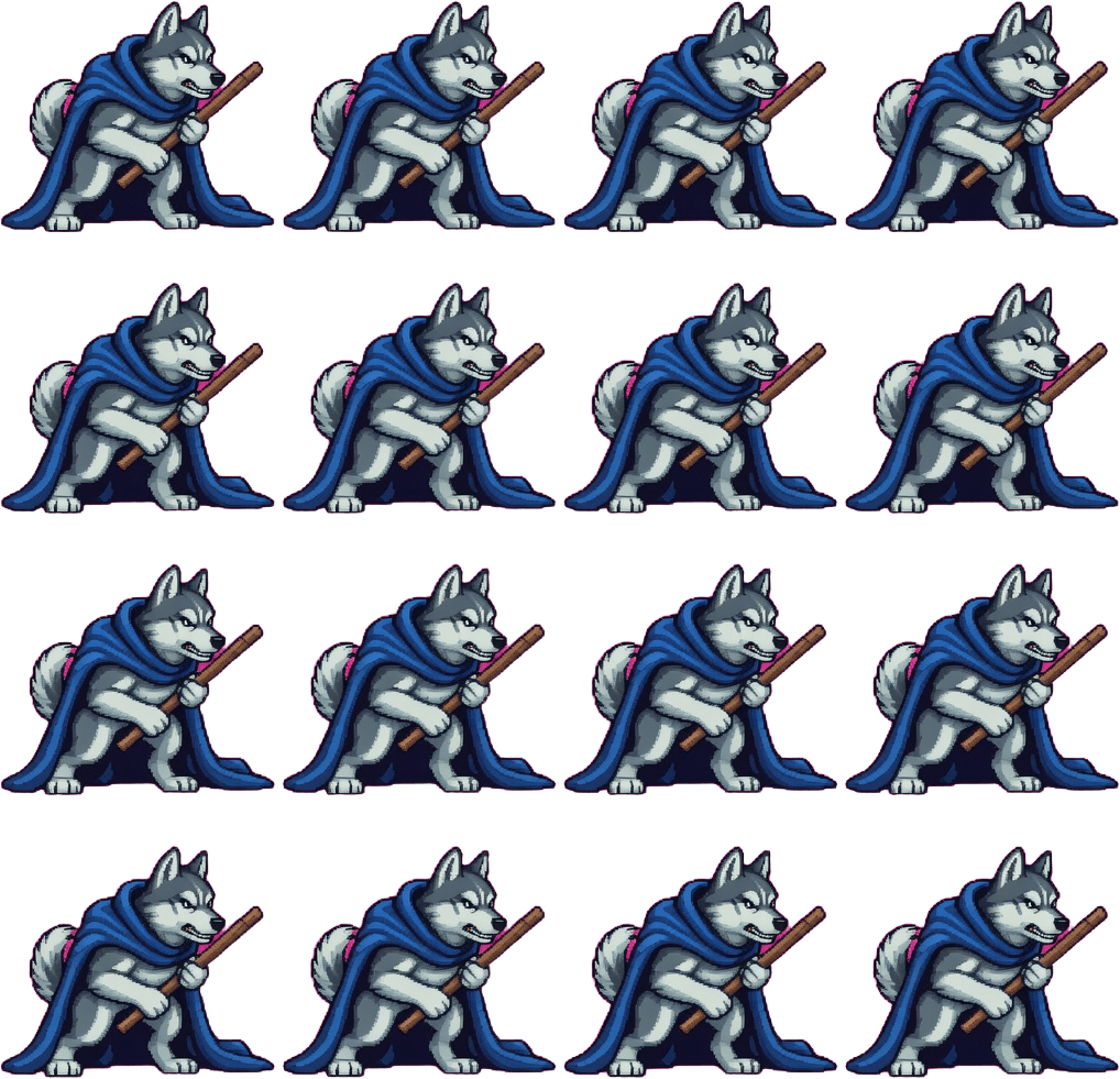 Husky 4x4 Sprite Sheet - Crouch