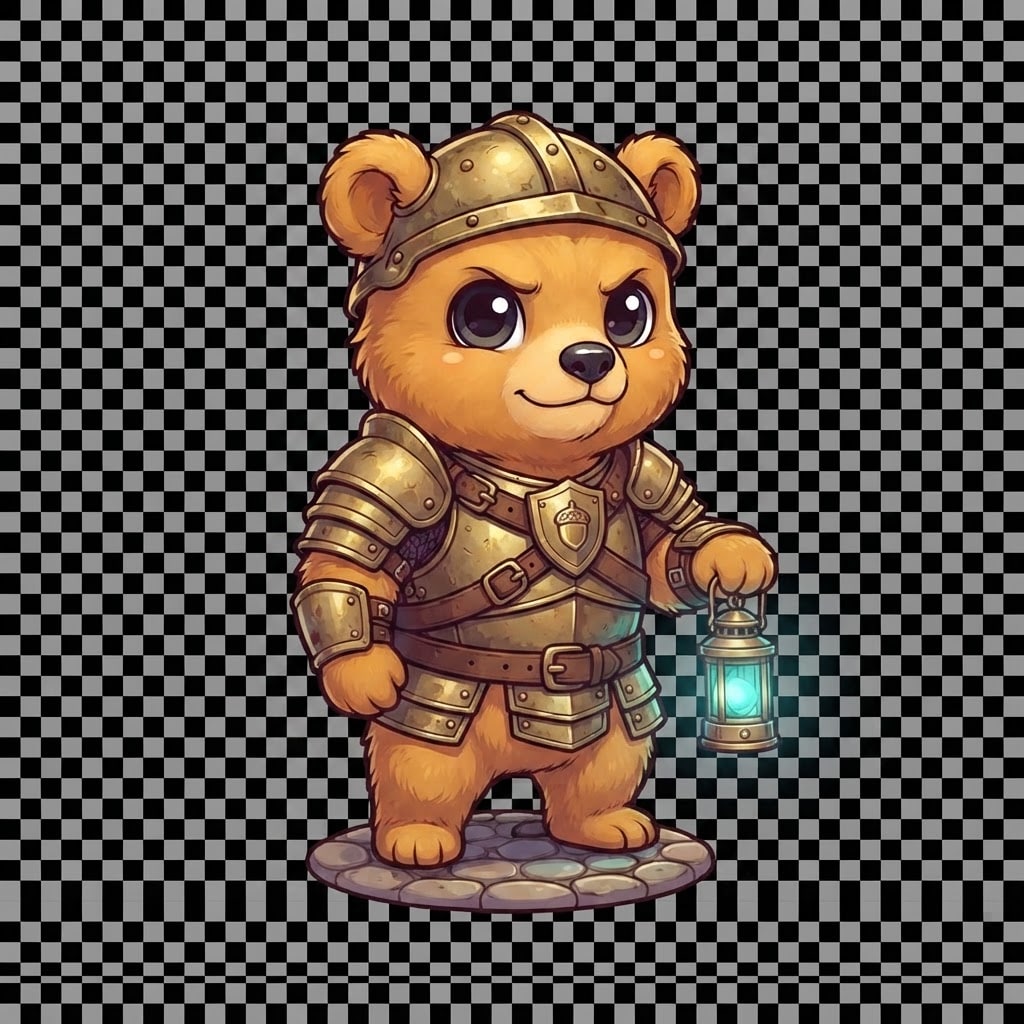 Image: Treasure Trovers pet portrait: Cub Guard — tiny cu