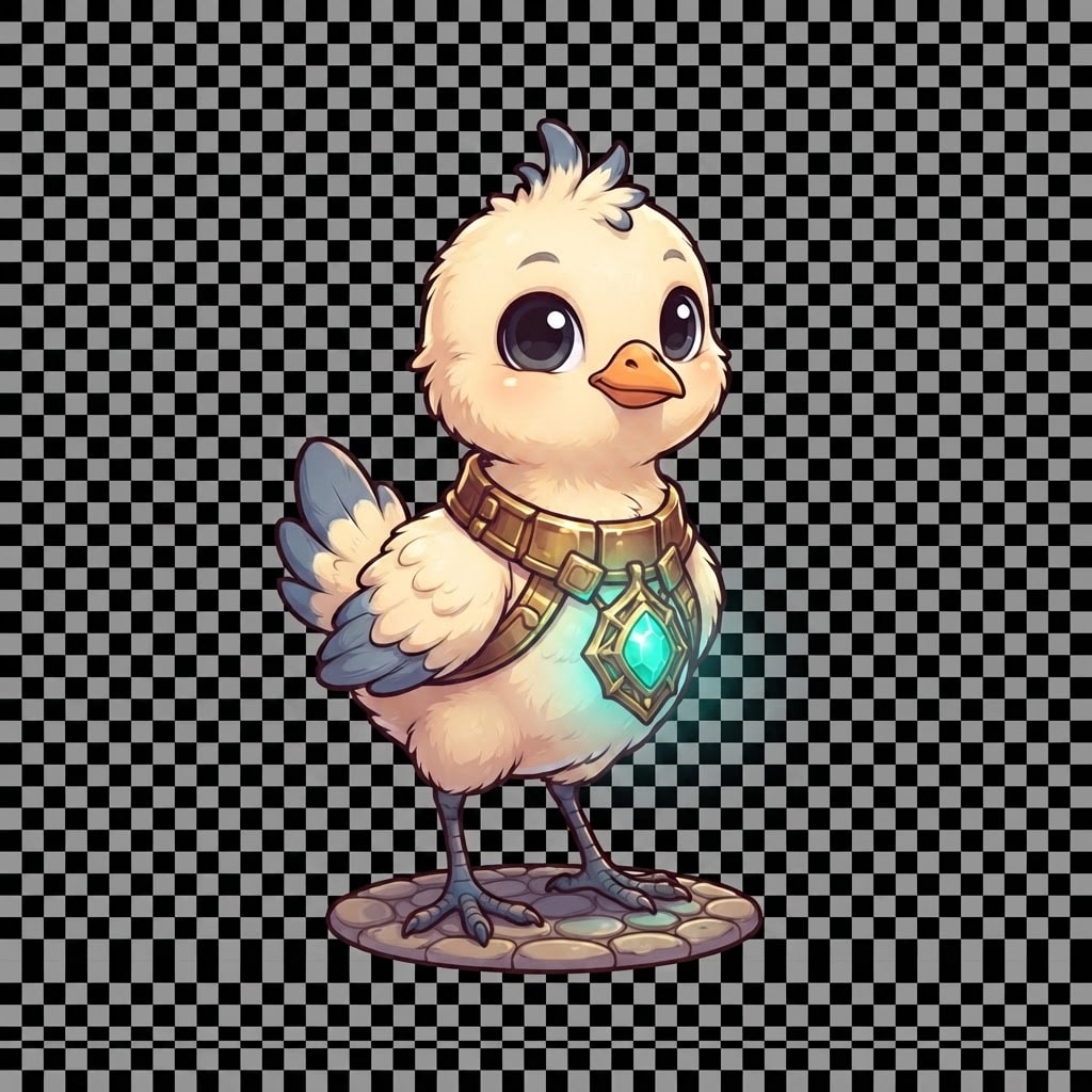 Image: Keep the exact same cute cartoon crane chick pet c