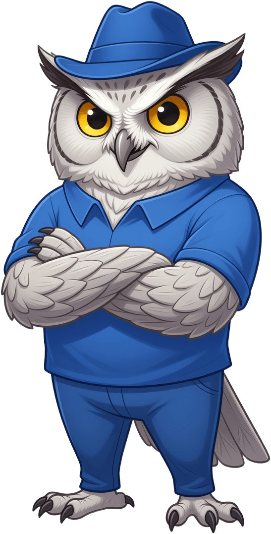Adult Trickster Owl Crossed Wings Idle