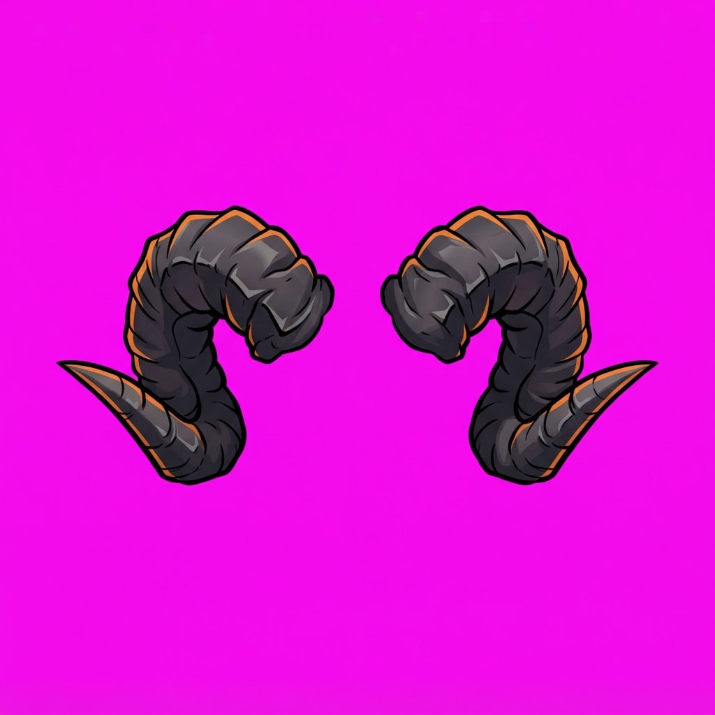 Image: A single isolated pair of demon horns as a 2D game