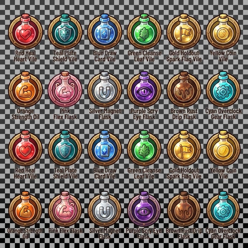 Image: Game UI sprite sheet ONLY icons no text labels: 2