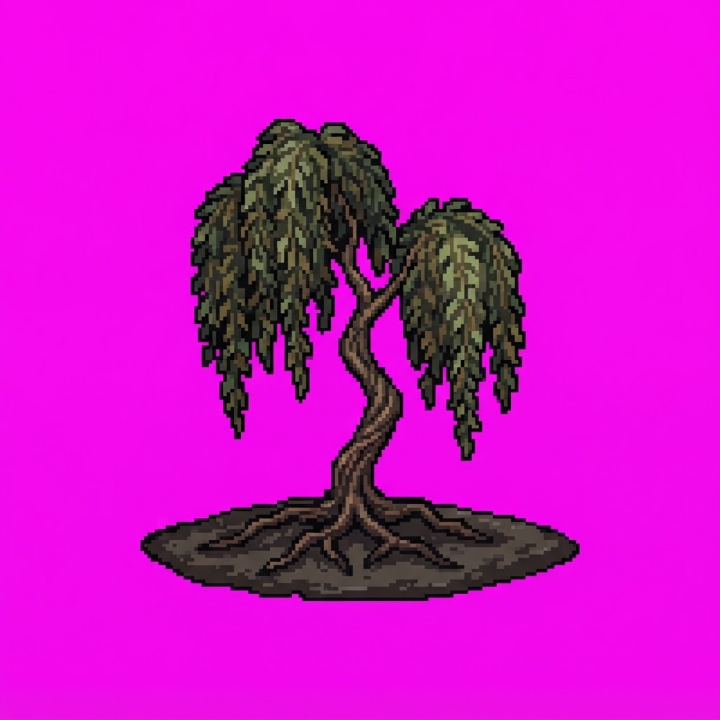 Image: Single game prop sprite only: small swamp willow s