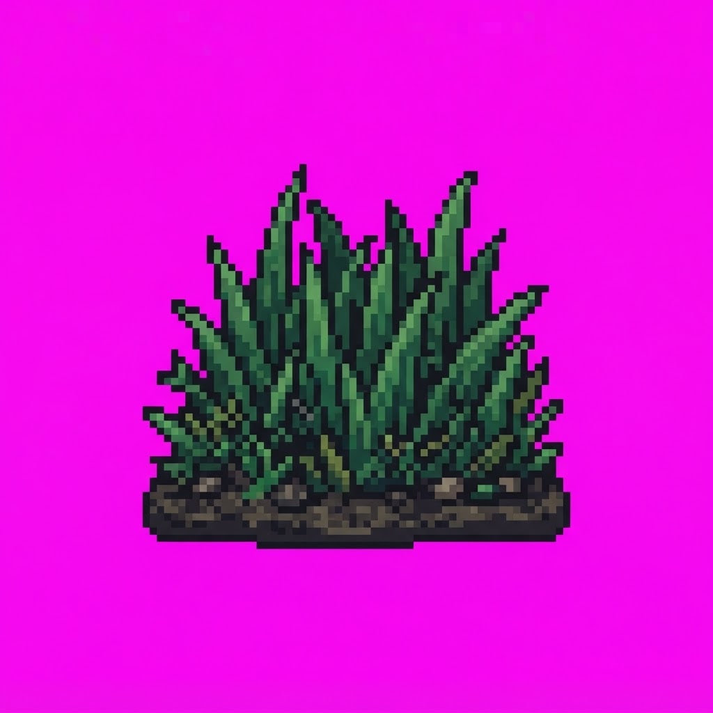 Image: Single game prop sprite only: dense cave grass tuf