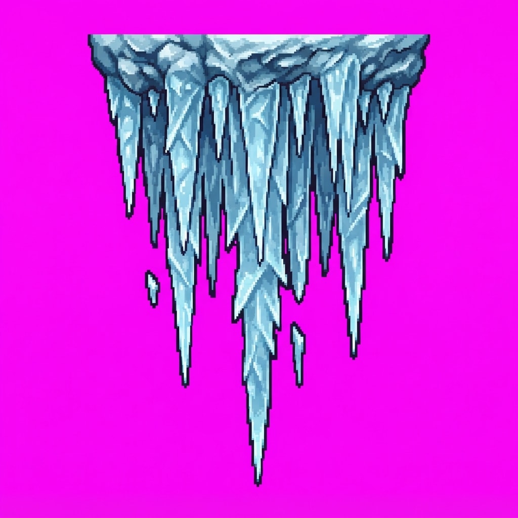 Image: Single game prop sprite. HANGING ICICLES for frost