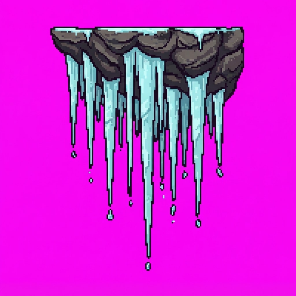Image: Single game prop sprite. HANGING LONG ICICLE SPIKE