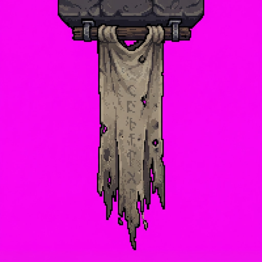 Image: Single game prop sprite. HANGING FADED CRYPT BANNE