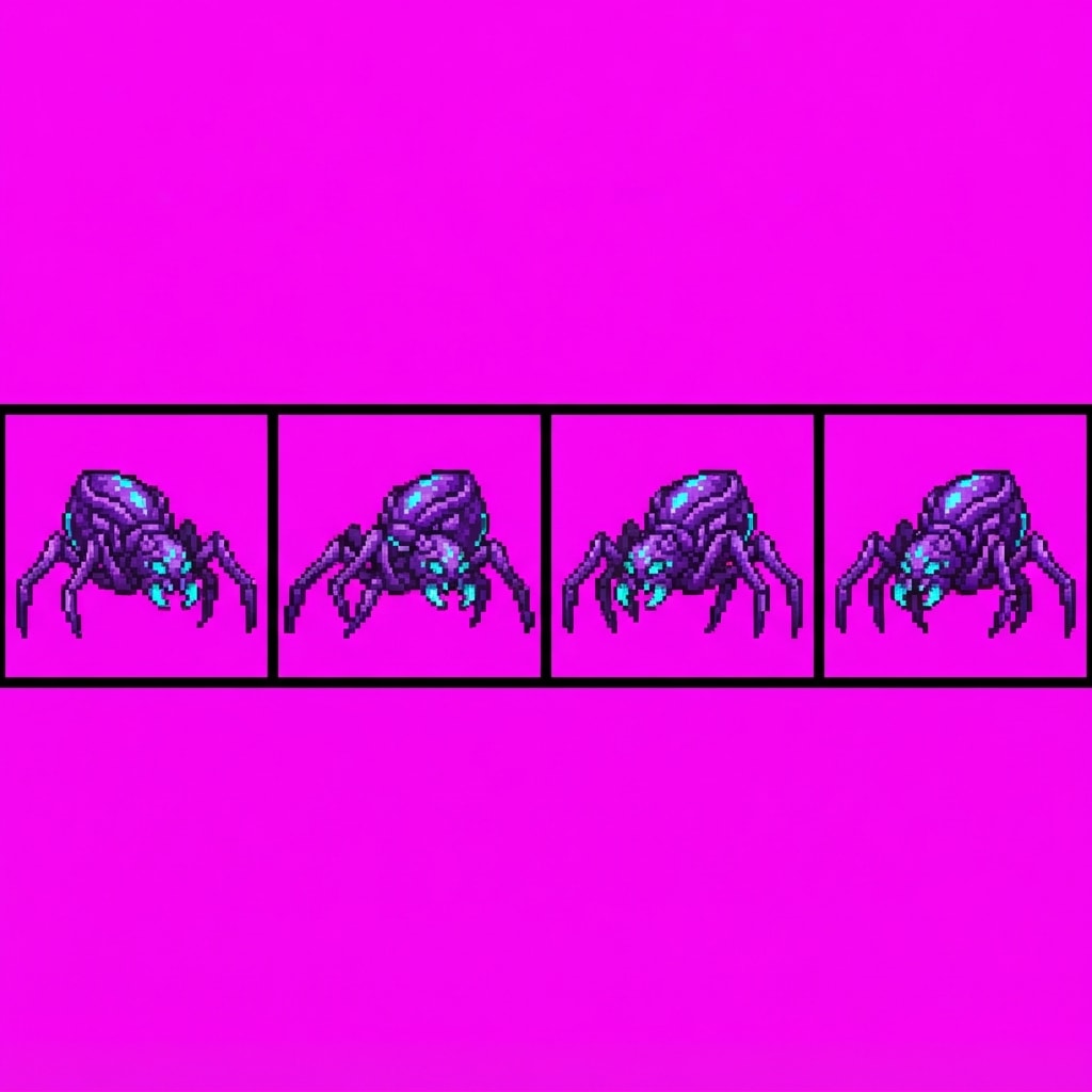 Image: Pixel art HORIZONTAL animation strip ONLY: 6 EQUAL