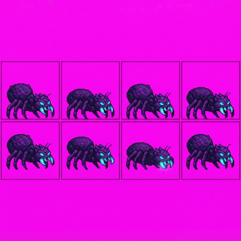 Image: Pixel art STRICT 1-row HORIZONTAL strip: exactly 6