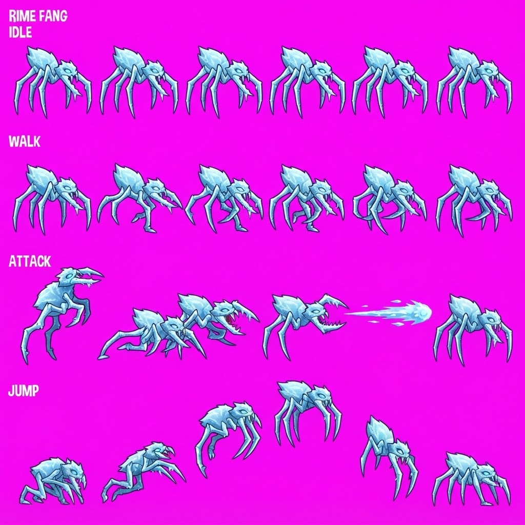 Image: 2D side-view game sprite sheet 4x6, Treasure Trove