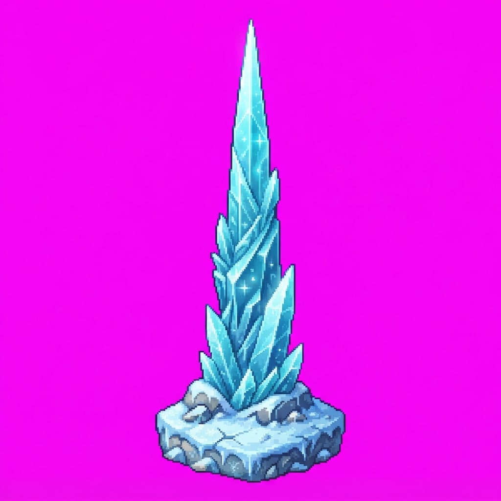 Image: 2D game floor prop, single subject. Frost biome co