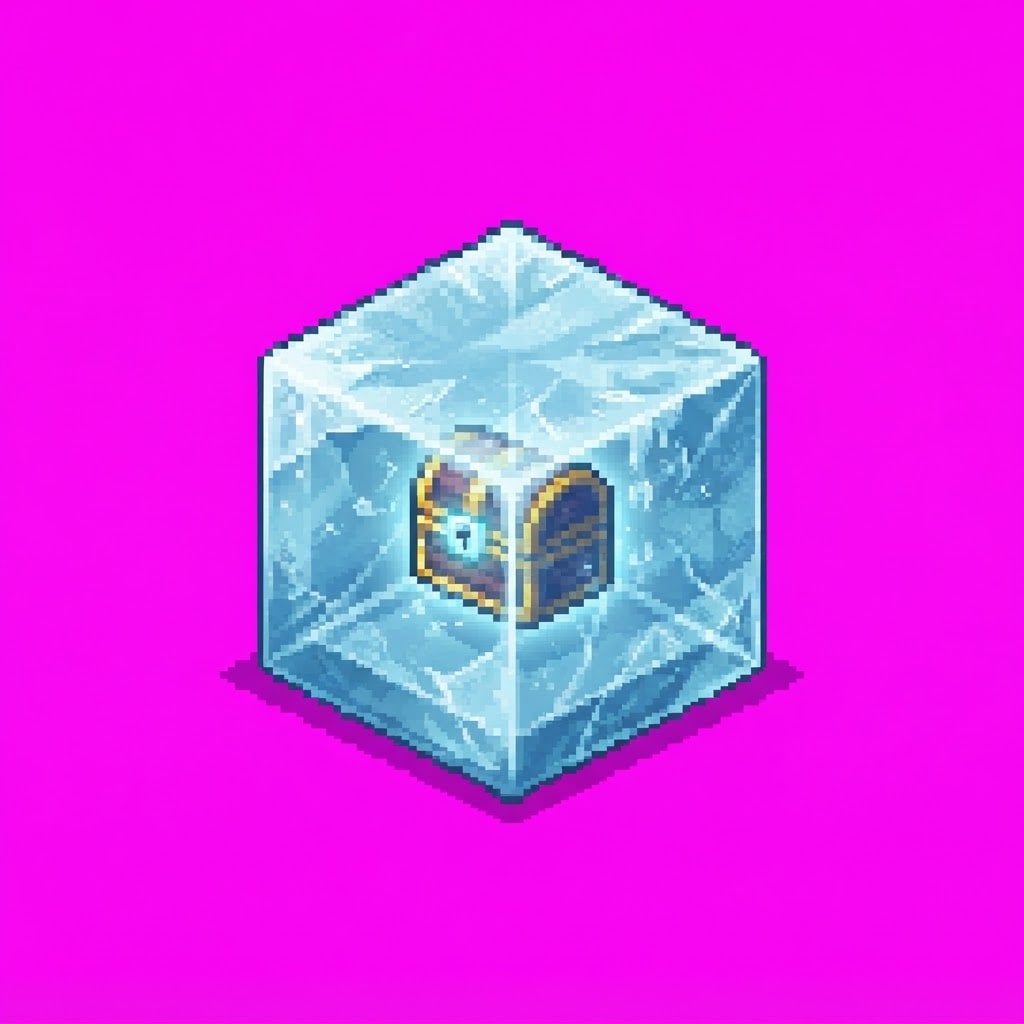 Image: 2D game floor prop, single subject. Frost biome mi