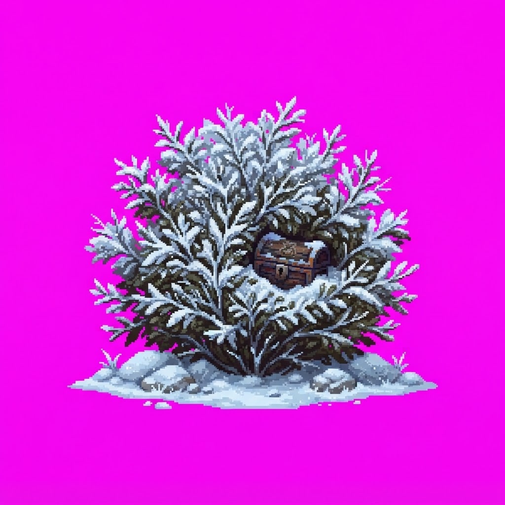 Image: 2D game floor prop, single subject. Frost biome sn