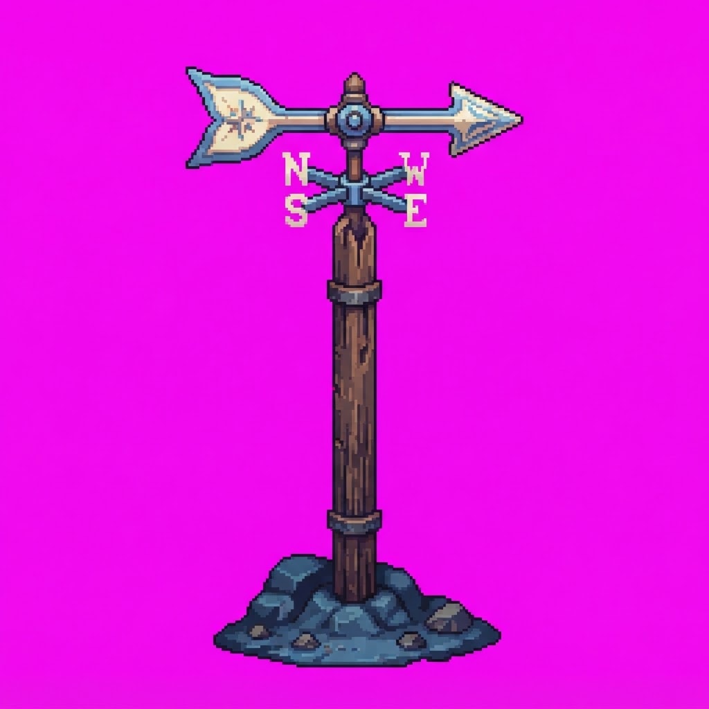 Image: Single game prop sprite only: Wind vane post — tal