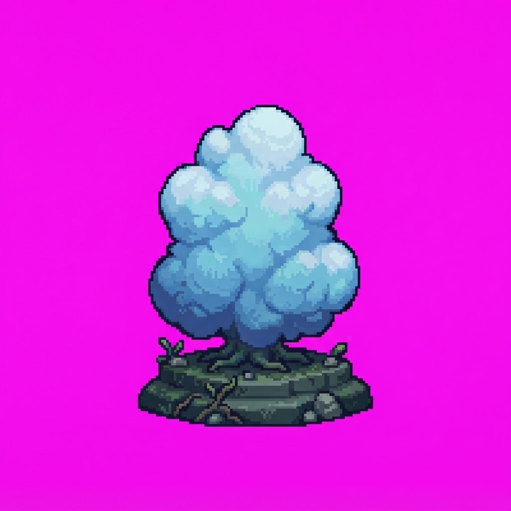 Image: Single game prop sprite only: Cloud bush B — sligh