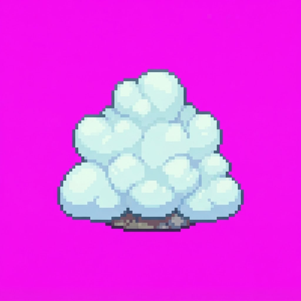 Image: Single game prop sprite only: Cloud bush A — fluff