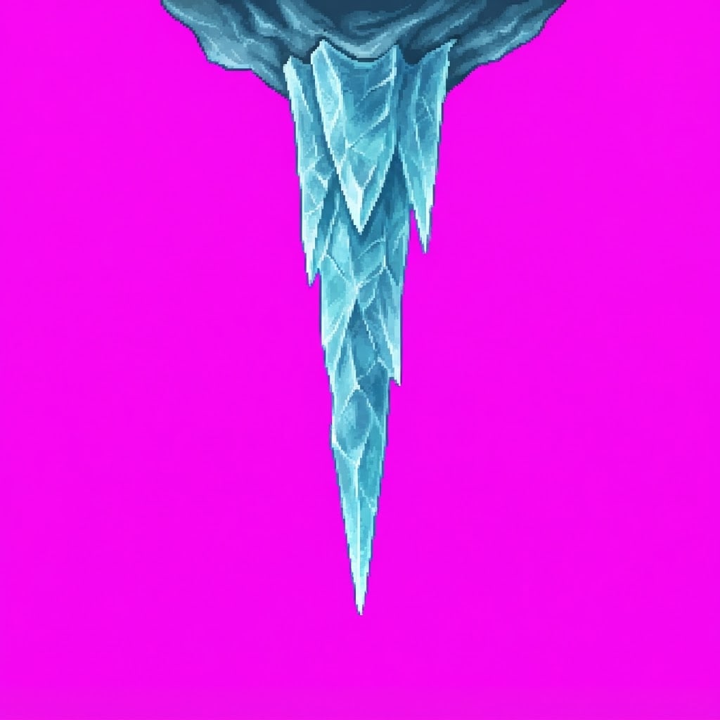 Image: 2D game hanging prop ice spike for frost cave ceil