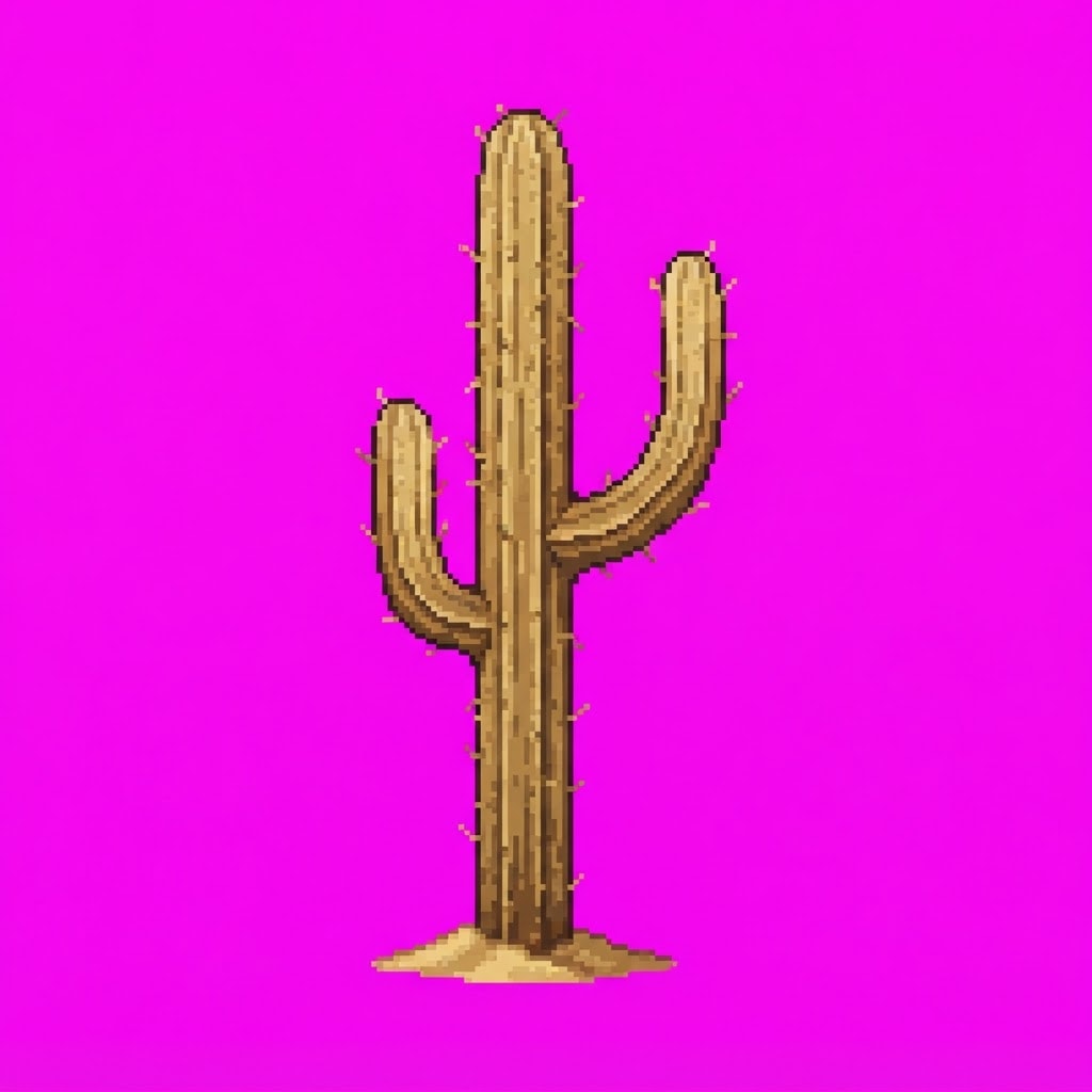 Image: Single game prop sprite only: Tall cactus A — Bone