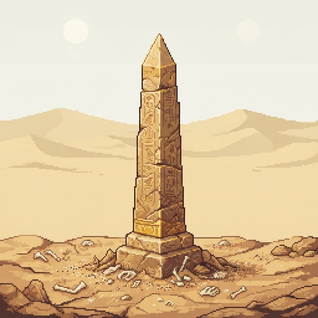 Image: Single game prop sprite: Sandstone obelisk Bone Du