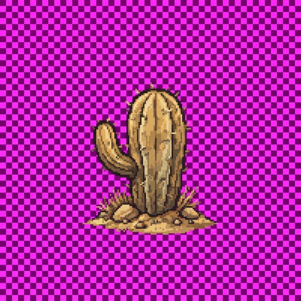 Image: Single game prop sprite: Small cactus Bone Dunes m