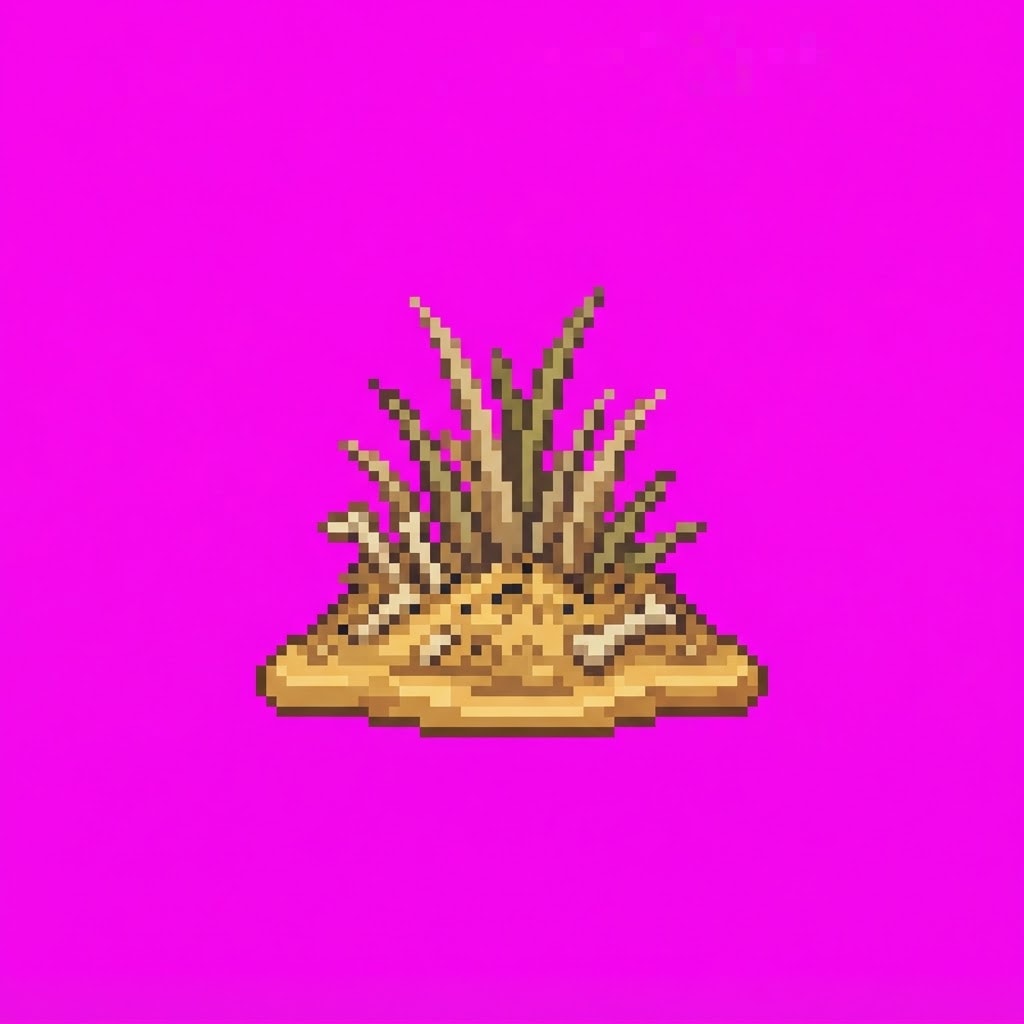 Image: Single game prop sprite: Sand tuft C Bone Dunes. P