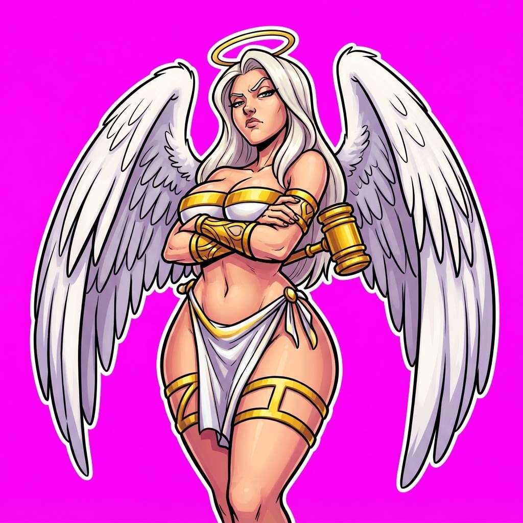 Image: A haughty female archangel inspector of the celest