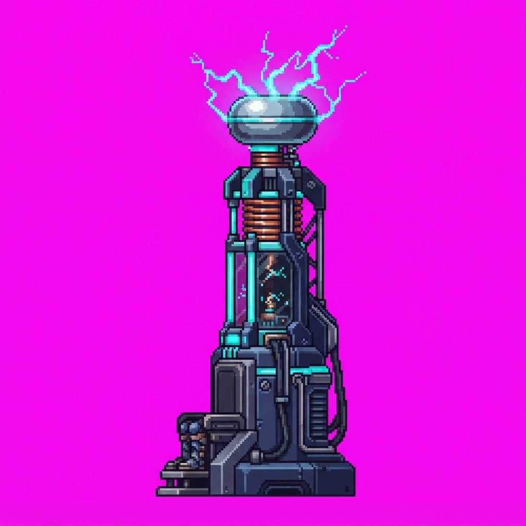 Image: Single game prop sprite only: Coil tower — Volt Ya