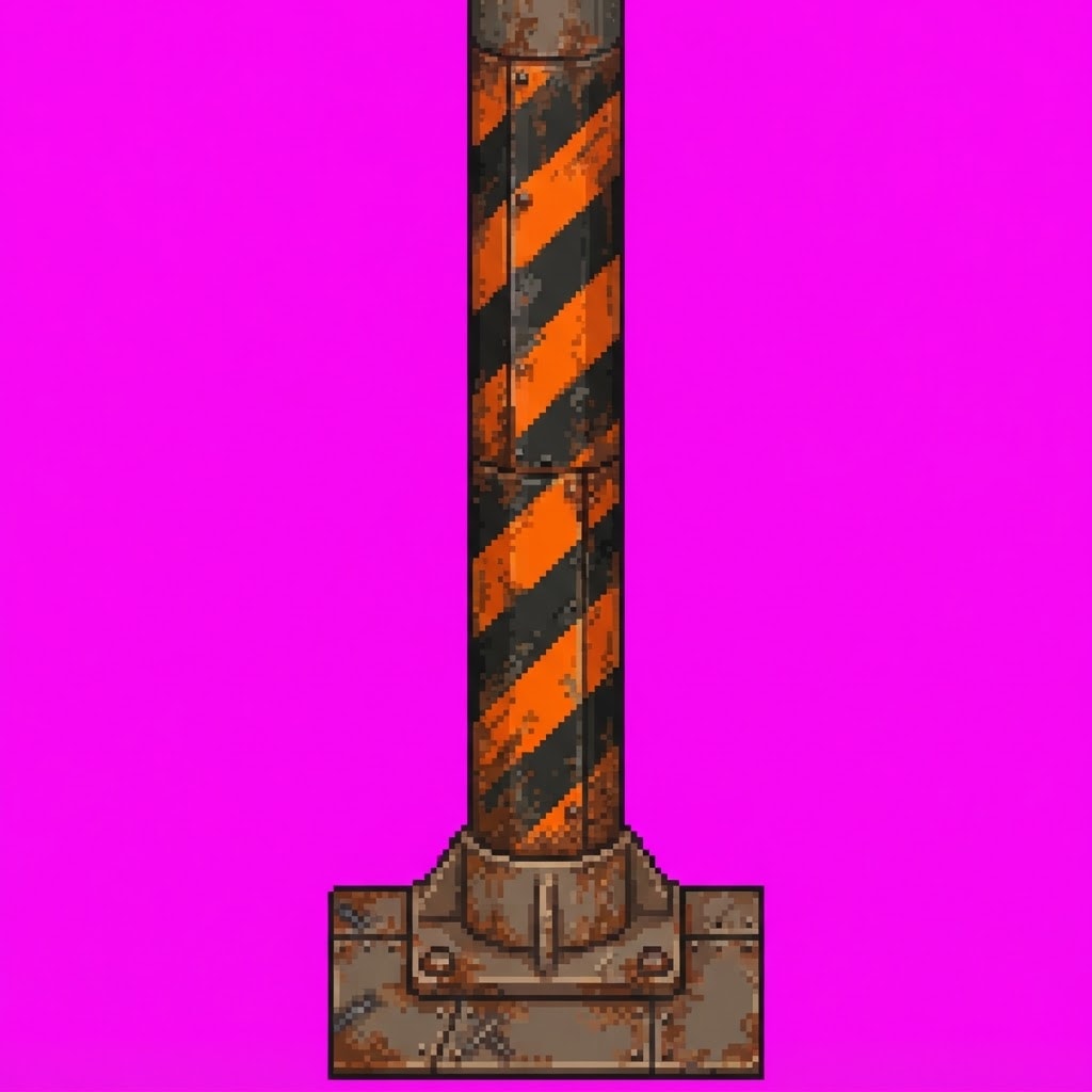 Image: Single game prop sprite only: Hazard stripe pole —