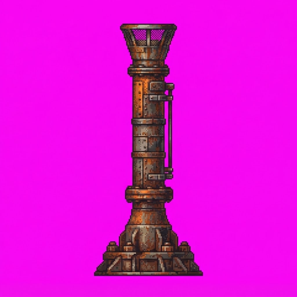 Image: Single game prop sprite only: Vent stack — Scrap Y