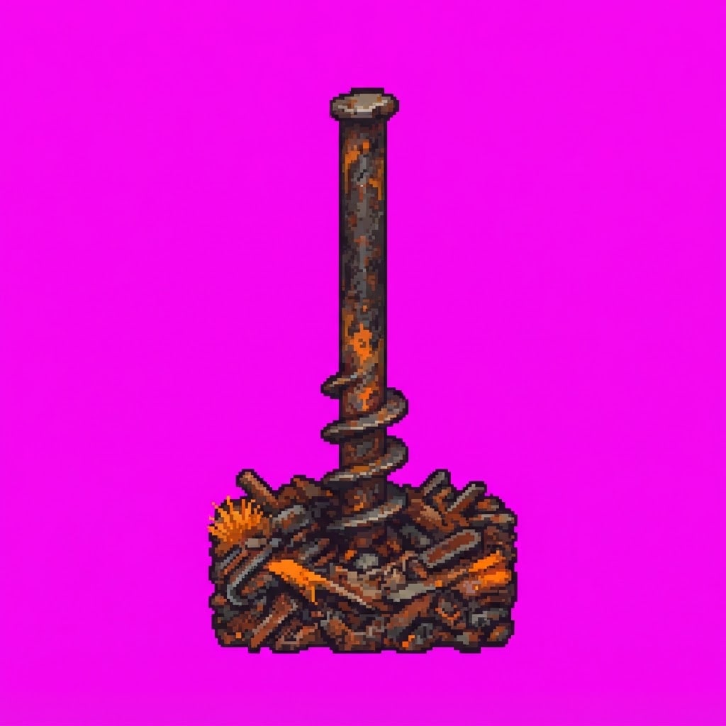 Image: Single game prop sprite only: Screw pile — Scrap Y