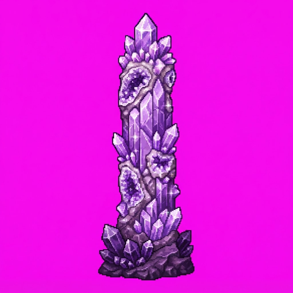 Image: Single game prop sprite only: Amethyst pillar — Cr