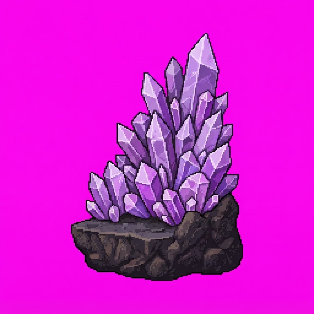 Image: Single game prop sprite only: Crystal cluster B —