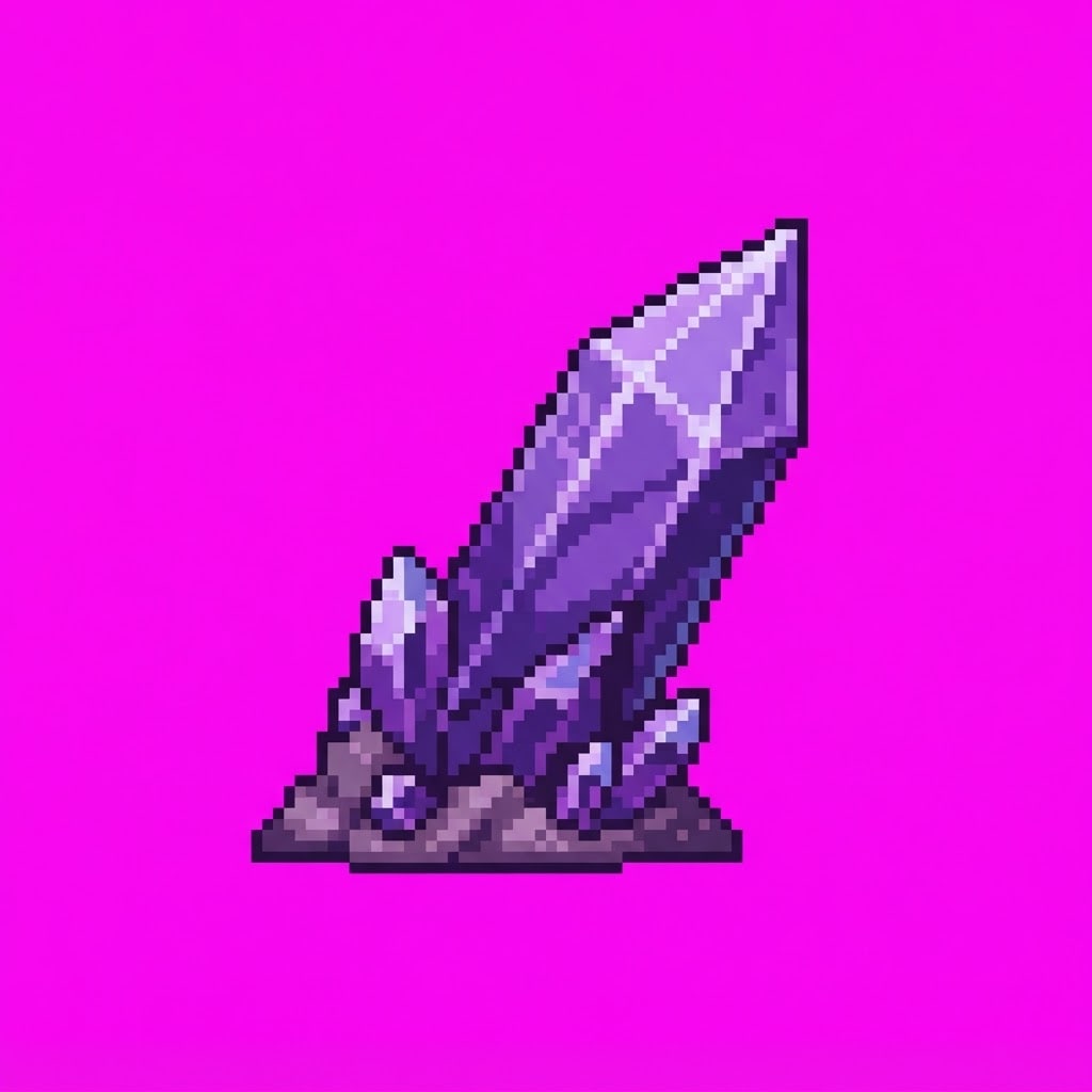 Image: Single 2D game floor prop Crystal Caves. Palette: