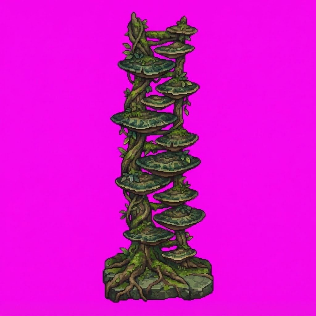 Image: Single 2D game floor prop Overgrown Ruins. Palette