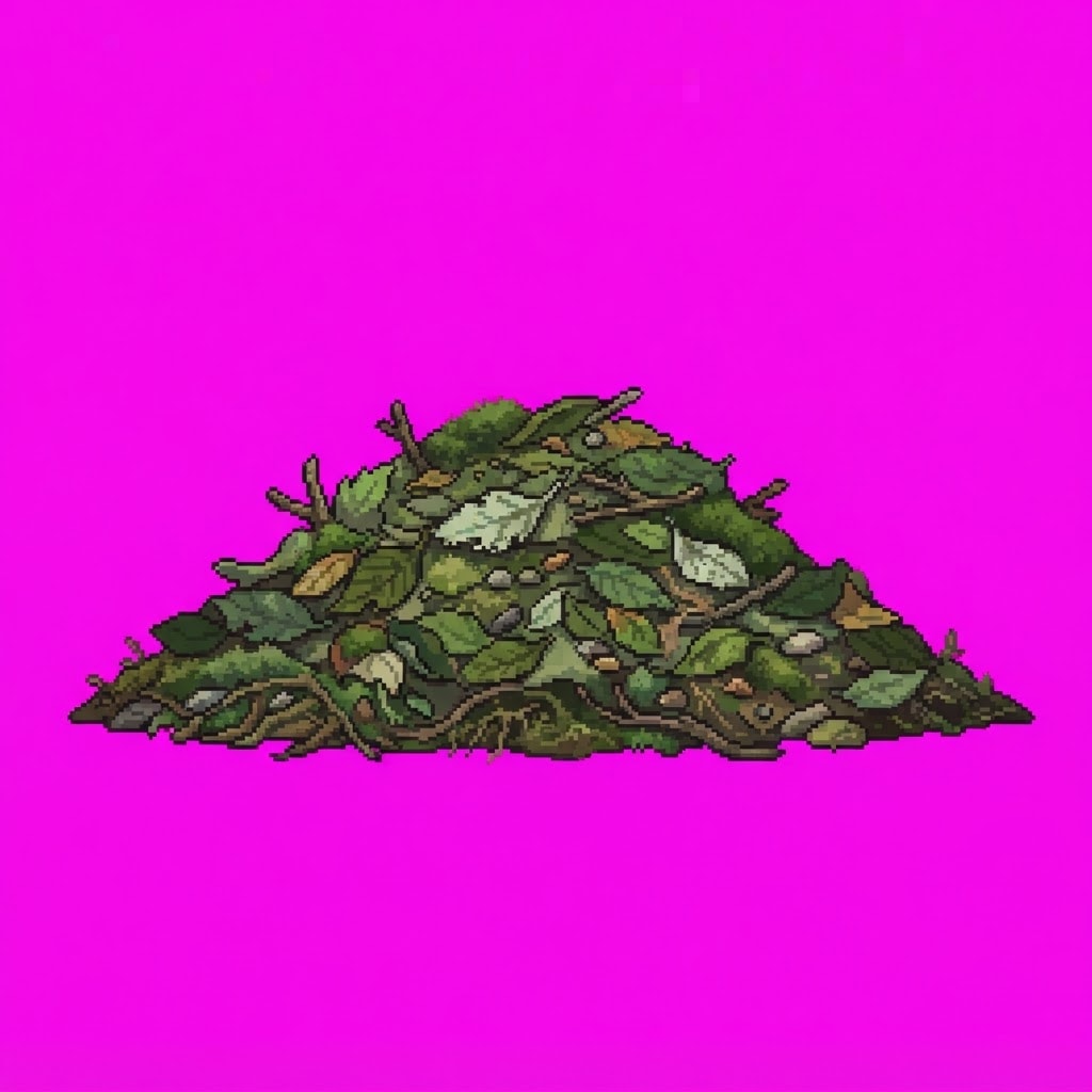 Image: Single 2D game floor prop Overgrown Ruins. Palette