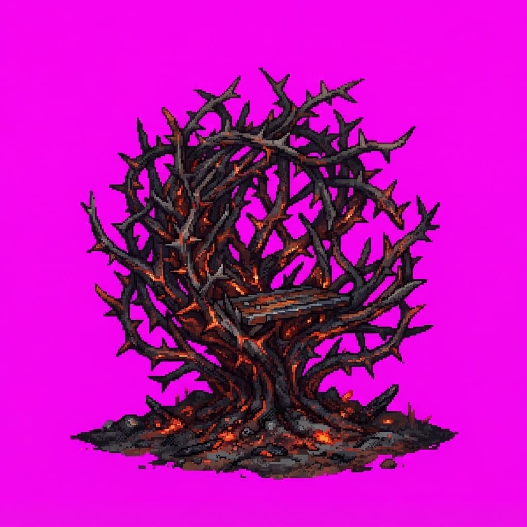 Image: Single 2D game floor prop Ember Wastes. Palette: c
