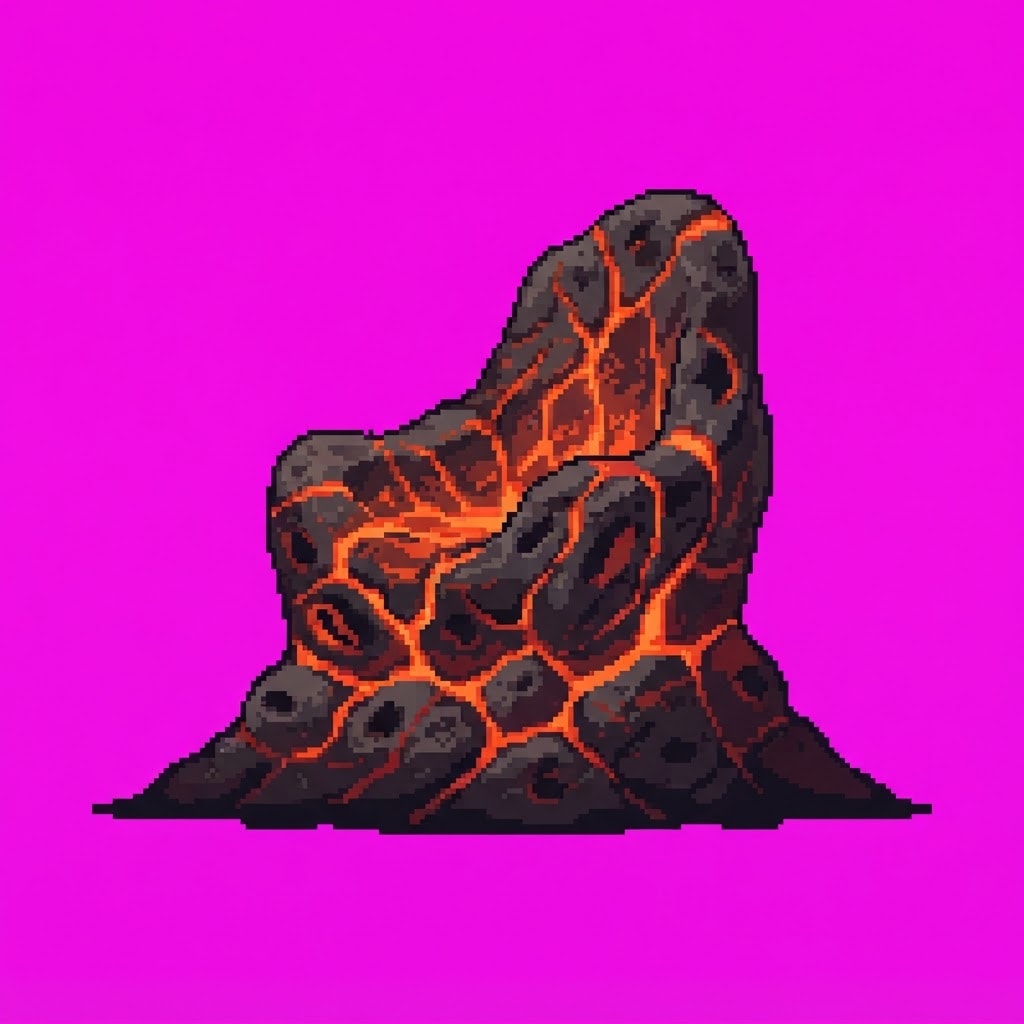 Image: Single 2D game floor prop Ember Wastes. Palette: c