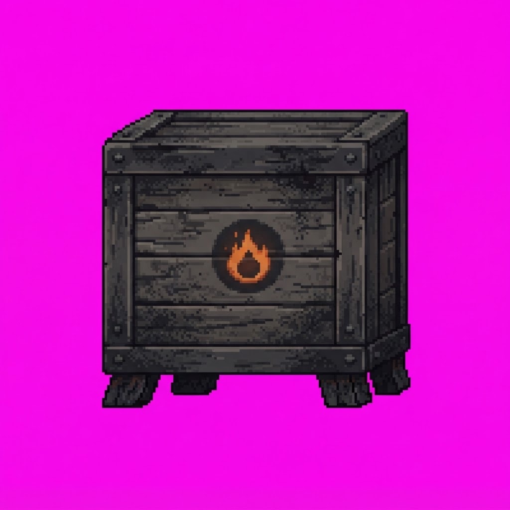 Image: Single 2D game floor prop Ember Wastes. Palette: c