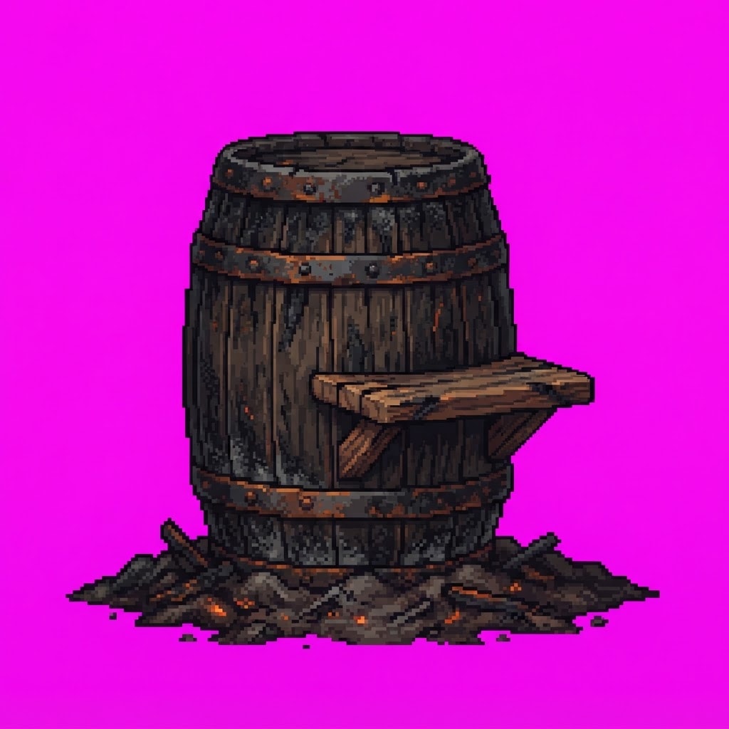 Image: Single 2D game floor prop Ember Wastes. Palette: c