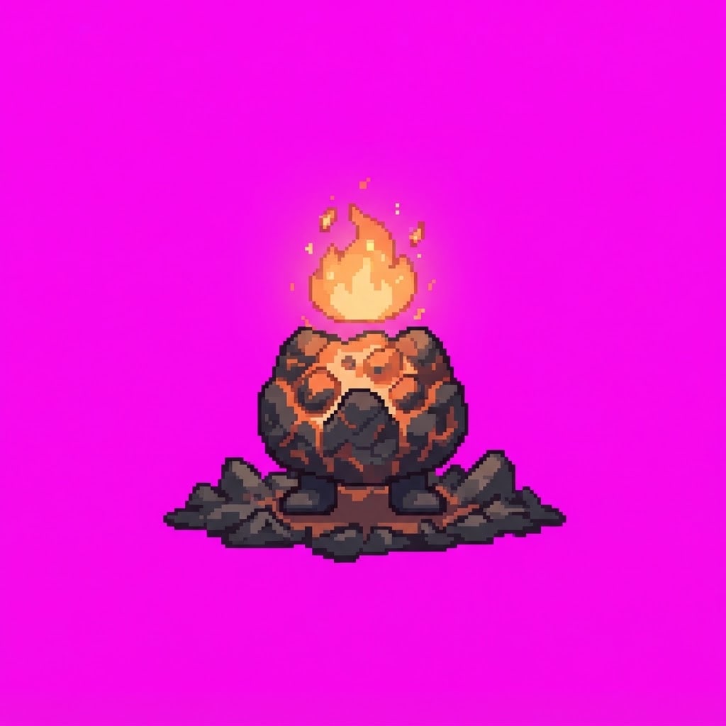 Image: Single 2D game floor prop Ember Wastes. Palette: c