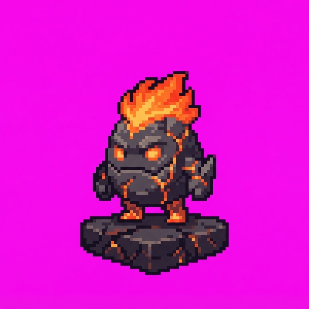 Image: Single 2D game floor prop Ember Wastes. Palette: c