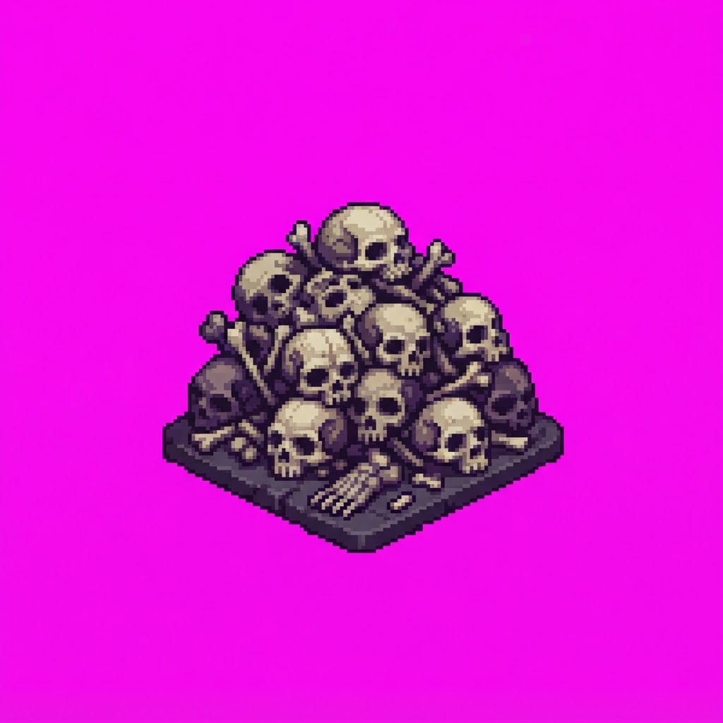 Image: Single 2D game floor prop Shadow Crypt. Palette: a
