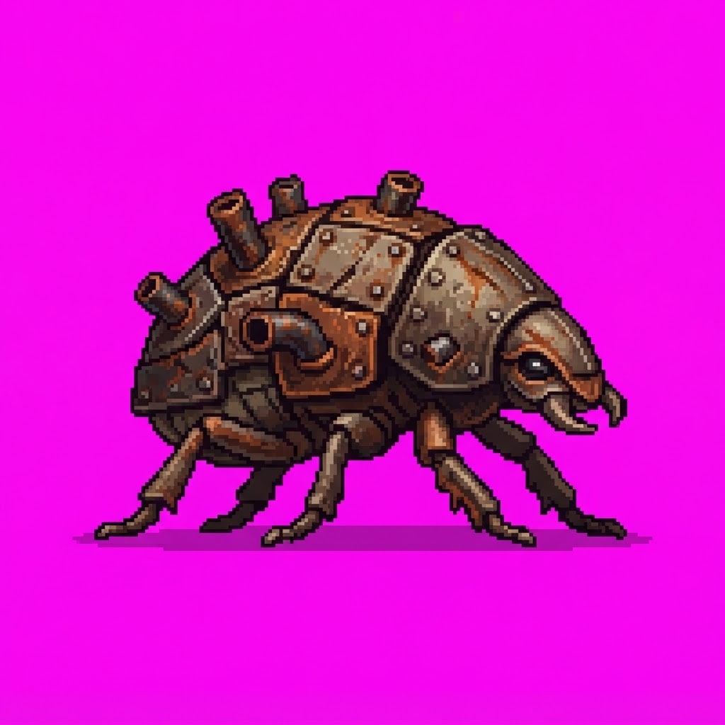 Image: Single 2D game enemy idle sprite Industrial Depths